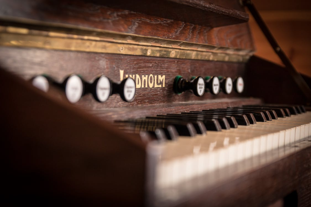 A vintage wooden piano